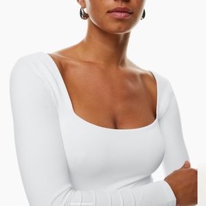 Aritzia Babaton Contour Squareneck Longsleeve Bodysuit White